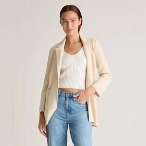 Quince Cream Open-Front Blazer
